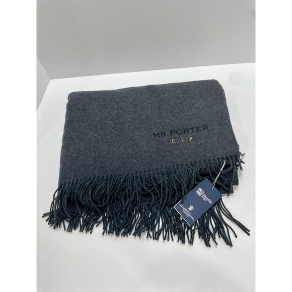 Mr. Porter Johnston of Elgin Wool Cashmere Throw Blanket Charcoal Gray - Picture 1 of 5